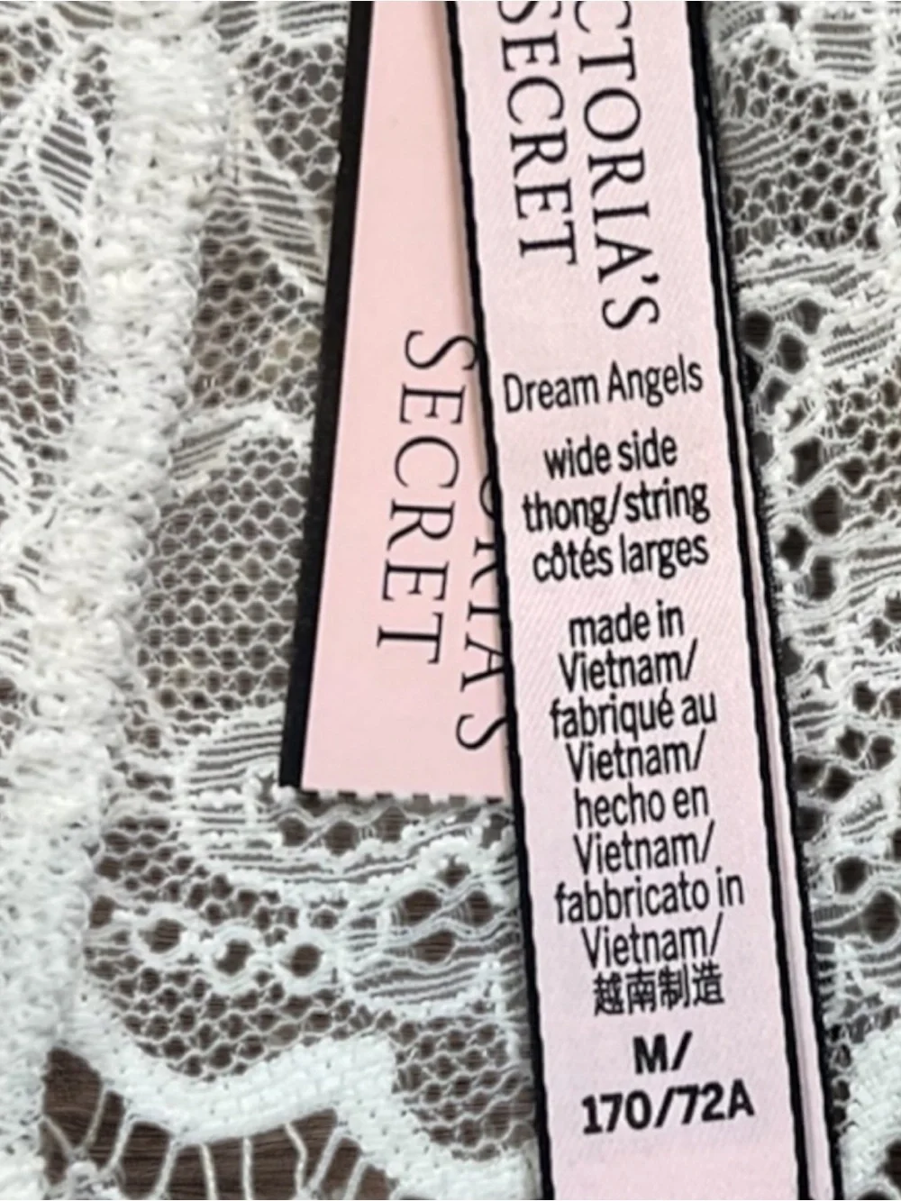New Victoria’s Secret Dream Angels Wide Side Thong – White – Size Medium